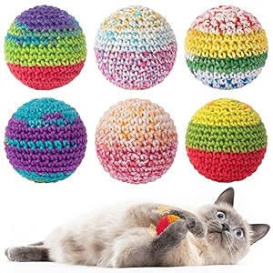 retro shaw cat toys balls woolen yarn cat ball toy with bell inside kitten toys for indoor cats kitty interactive cat nip chew toys for all pet breed 6 pack