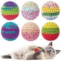 Retro Shaw Cat Toys Balls, Woolen Yarn Cat Ball Toy with Bell Inside, Kitten Toys for Indoor Cats Kitty, Interactive Cat Nip Chew Toys for All Pet Breed 6 Pack