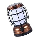 Retro Style USB Rechargeable LED Lantern, Handheld Outdoor Camping Lamp with Solar Charging, Multipurpose Tent Light for Hiking and Emergency Use