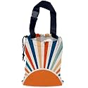 Retro Sunburst Car Garbage Bag,Colourful Sunrise Waterproof Small Car Trash Bag Hanging Back of Seat,Drawstring Hanging Car Trash Bag with Adjustable Buckle for Car Accessories