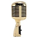 Retro Vintage Microphone, Zinc Alloy Self Tensioning Rotating Rack Dynamic Vocal Microphone, Vintage Cardioid Directional for Live Performance Karaoke (Gold)