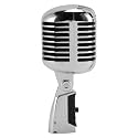 Retro Vintage Microphone, Zinc Alloy Self Tensioning Rotating Rack Dynamic Vocal Microphone, Vintage Cardioid Directional for Live Performance Karaoke (Silver)