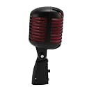 Retro Vintage Microphone, Zinc Alloy Self Tensioning Rotating Rack Dynamic Vocal Microphone, Vintage Cardioid Directional for Live Performance Karaoke (Black)