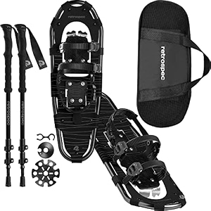 retrospec drifter 2530 inch snowshoes amp trekking poles bundle for men amp women durable all terrain with fully adjustable binding and carry bag with lightweight aluminum hiking amp walking sticks