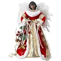 Retrowavy 12 Inch Black Angel Christmas Tree Topper, White Wings, Classic