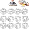 Reusable Aluminum Foil Food Covers, Thickened Heat-Resistant Food Covers, Home Dining Table & Food Container Aluminum Foil Heat-Retaining Cover, Elastic for Bowls & Plates (60 Pack)