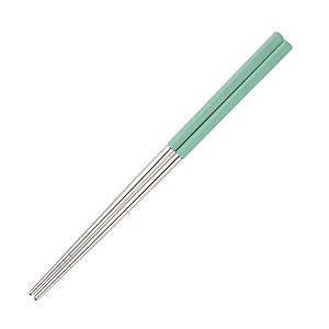 reusable metal chopsticks 1 pair for noodels sushi hotpot epsilon 23 cm long stainless steel chopstick colorful perfect square grip to hold foods for home hotels restaurant green