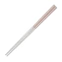 Reusable Metal Chopsticks 1 Pair for Noodels Sushi Hotpot Epsilon 23 cm Long Stainless Steel Chopstick Colorful Perfect Square Grip to Hold Foods for Home Hotels Restaurant (Beige)