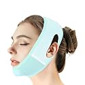 Reusable V Line Lifting Mask with Chin Strap, V Shaped Face Mask for Sagging, Jaw Exerciser (Light Blue)