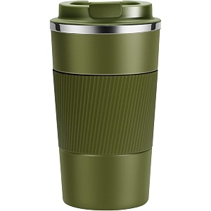 reusable vacuum insulated travel mug stainless steel thermos bottle for hot cold drinks green 510ml
