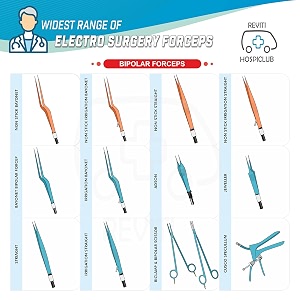 reviti by hospiclub bipolar forceps cautery teflon coated for longer durability fine tip reusable bayonet forceps