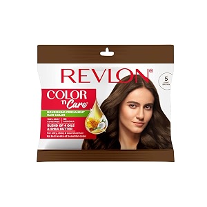 revlon color 39n care nourishing permanent hair color - 5 light brown - has essentials oils of coconut argan sunflower amp jojoba oil along with shea butter - sachet