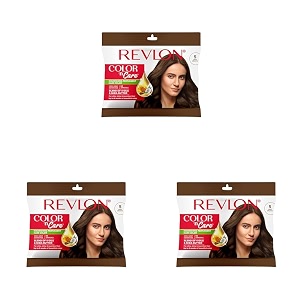 revlon color 39n care nourishing permanent hair color - 5 light brown - has essentials oils of coconut argan sunflower amp jojoba oil along with shea butter - sachet pack of 3