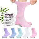 Revosoxs Diabetic Crew Socks for Men Women,Bamboo Viscose Non-Binding Loose Top Wide Socks with Seamless Toe 9-12 10-13