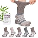 Revosoxs Diabetic Crew Socks for Men Women,Bamboo Viscose Non-Binding Loose Top Wide Socks with Seamless Toe 9-12 10-13
