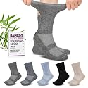 Revosoxs Diabetic Crew Socks for Men Women,Bamboo Viscose Non-Binding Loose Top Wide Socks with Seamless Toe 9-12 10-13