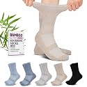 Revosoxs Diabetic Crew Socks for Men Women,Bamboo Viscose Non-Binding Loose Top Wide Socks with Seamless Toe 9-12 10-13