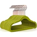 Kids Velvet Hangers 11'' Inch Premium Non Slip Kids Felt Hangers for Closet, Space Saving Toddler Clothes Hanger for Youth's Childrens' Clothes (30, Green)