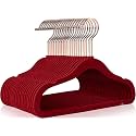 Kids Velvet Hangers 11'' Inch Premium Non Slip Kids Felt Hangers for Closet, Space Saving Toddler Clothes Hanger for Youth's Childrens' Clothes (50, RED)