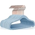 Kids Velvet Hangers 11'' Inch Premium Non Slip Kids Felt Hangers for Closet, Space Saving Toddler Clothes Hanger for Youth's Childrens' Clothes (80, Light Blue)