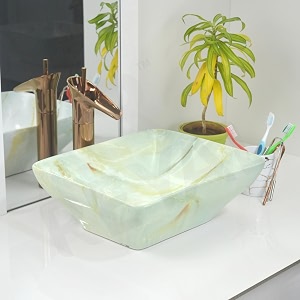 reyal imported wash basin for bathroom size  1334 x 1534x 5534 table top basin wash basin over counter wash basin only vessel sink cloudy green