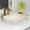 Reyal Imported Wash basin for Bathroom (Size : 13" x 15"x 5.5") Table Top Basin Wash Basin over counter (Wash Basin only) Vessel Sink (Ivory Stone)