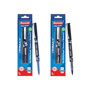 trimax 2 ct pouch - 1 blue 1 blacki lightweight roller pen with comfortable grip for extra smooth writing i school and office stationery  05mm tip size