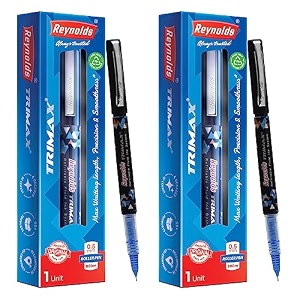 trimax 2 ct pouch - bluei lightweight roller pen with comfortable grip for extra smooth writing i school and office stationery  05mm tip size