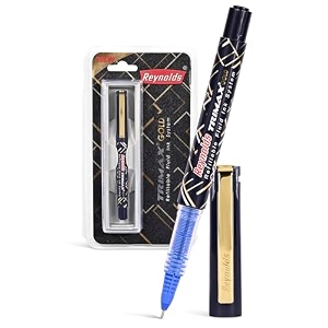 reynolds trimax gold rollerball pen set - 1 pen blue  premium pen for gifting  luxury pens for writing  pen for professionals  05 mm tip size