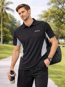 RF Raves Colorblock Men Polo Neck Black