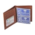 Bullz RFID Leather European Bifold Hipster Mens Wallet With Heavy Duty Vinyl Wallet Insert (Tan)