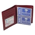 RFID Leather European Bifold Hipster Mens Wallet With Heavy Duty Vinyl Wallet Insert (Burgundy)