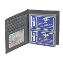 RFID Leather European Bifold Hipster Mens Wallet With Heavy Duty Vinyl Wallet Insert (Gray)