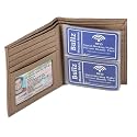 RFID Leather European Bifold Hipster Mens Wallet With Heavy Duty Vinyl Wallet Insert (Beige)