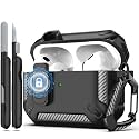 RFUNGUANGO for AirPods Pro 2 Case with Lock Magnetic Lid MagSafe, Black