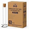 RG- Size 25 x150 mm., Round Base Test Tubes Without Marking with Cork Lid, Borosilicate Glass, Rimmed, Consistent Wall Thickness, Pack of 10