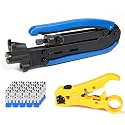 RG6 Compression Tool Coax Cable Crimper Kit RG6 RG11 RG59 F81 with 20PCS F Compression Connectors - BlueYellow