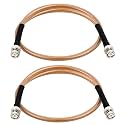 RG8X BNC Extension Cable, Low Loss BNC Male to BNC Male Coaxial Cable, 50 Ohm Flexible Coax Jumper with Dual-Layer Strain Relief for CCTV Security Camera, RF Antennas, Oscilloscope 2FT 2PCS