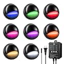 RGB Low Voltage LED Deck Lights Kit with Transformer Timer and Photocell Sensor, IP67 Waterproof Low Voltage Landscape Lighting, Step Lights for Outdoor Walkway Stair Post Railing (8 Pack)