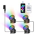 RGB Underwater Pond Lights, Super Bright LED Submersible Fountain Lighting Colored Landscape Spotlights, Bluetooth APP Control IP68 Waterproof for Fish Aquarium Tank Garden Yard Pool (Set of 4)