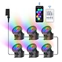 RGB Underwater Pond Lights, Super Bright LED Submersible Fountain Lights Colored Landscape Spotlights, Bluetooth APP Control IP68 Waterproof for Fish Aquarium Tank Garden Yard Pool (Set of 6)