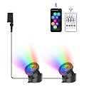 RGB Underwater Pond Lights, Super Bright LED Submersible Fountain Lights Colored Landscape Spotlights, Bluetooth APP Control IP68 Waterproof for Fish Aquarium Tank Garden Yard Pool (Set of 2)