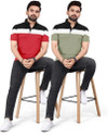 rggarment Colorblock Men Polo Neck Red Dark