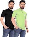 rggarment Printed Men Mandarin Collar Black Light