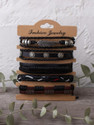 Rgulus Leather Rhodium Bracelet Pack of 5