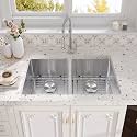 Rhbamoa 30 Inch Undermount Double Sink,50/50 Stainless Steel Kitchen Sink