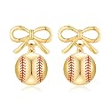 Rhinestone Bow Football Stud Earrings, Sparkly Sports Themed Dangle Earrings for Women, Cute Game Day Jewelry Gift