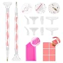 Rhinestone Picker Tool Kit: 2Pcs Rhinestone Picker Handle, Dual-Ended Rhinestones Applicator Dotting Pen with 12 Upgraded Plastic Replacement Tips, Clay, Bedazzling Tools for Nail Art Craft (Pink)