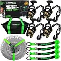 Rhino USA Car Hauler Tie Down Straps (4-Pack) - 2inx8ft Lasso with J Hooks
