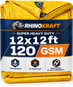 RHINOKraft 12 Ft X 12 Ft, 120 GSM waterproof Tarpaulin Sheet, Tirpal, Heavy Duty Tent - For Transportation Cover